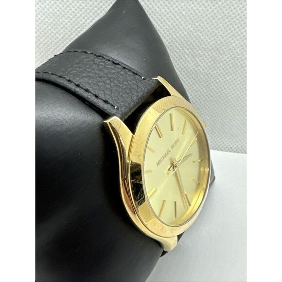 Michael Kors Slim Runway MK3179 Women's Black Leather Analog Dial Watch JNA665 - Picture 3 of 11